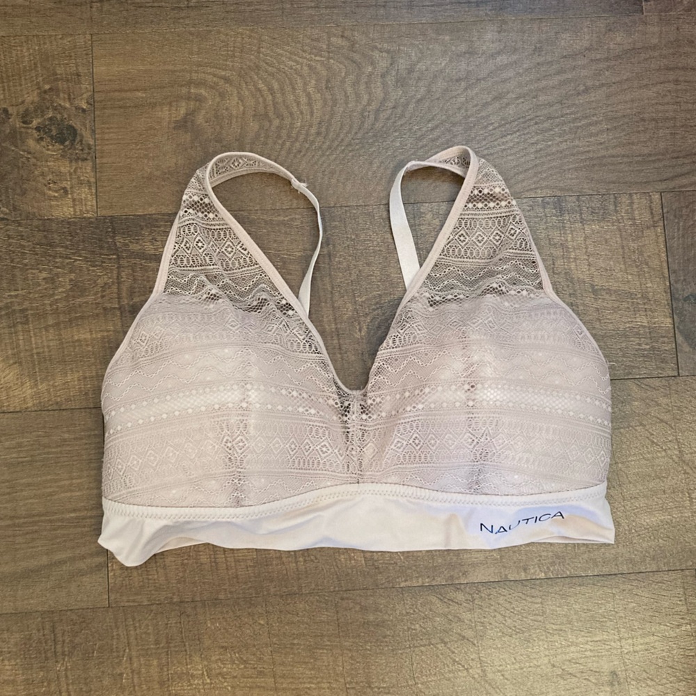 Nautica Intimates Soft Lace Bralette in Dusty Pale Pink Plus Size 2X